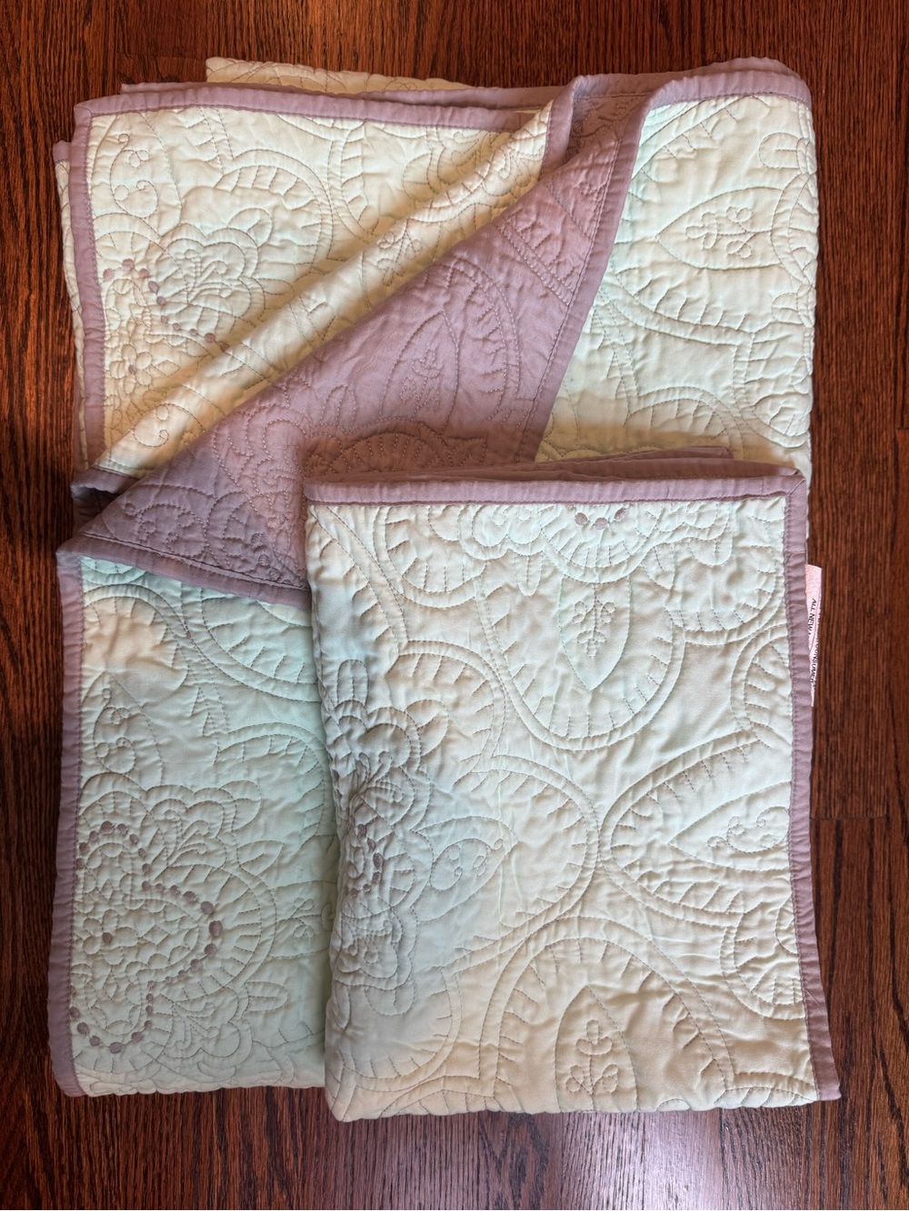 Twin Quilted Home Bedding Blanket in Light Mint and Gray
